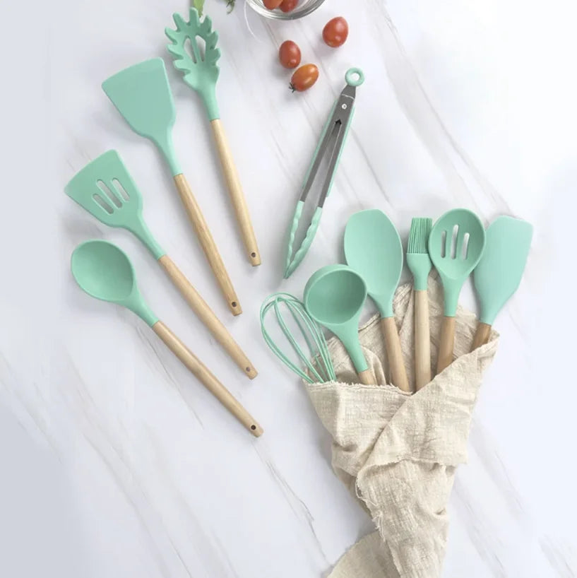 Jogo 12 Utensílios de Silicone para Cozinha - Mega Variedades