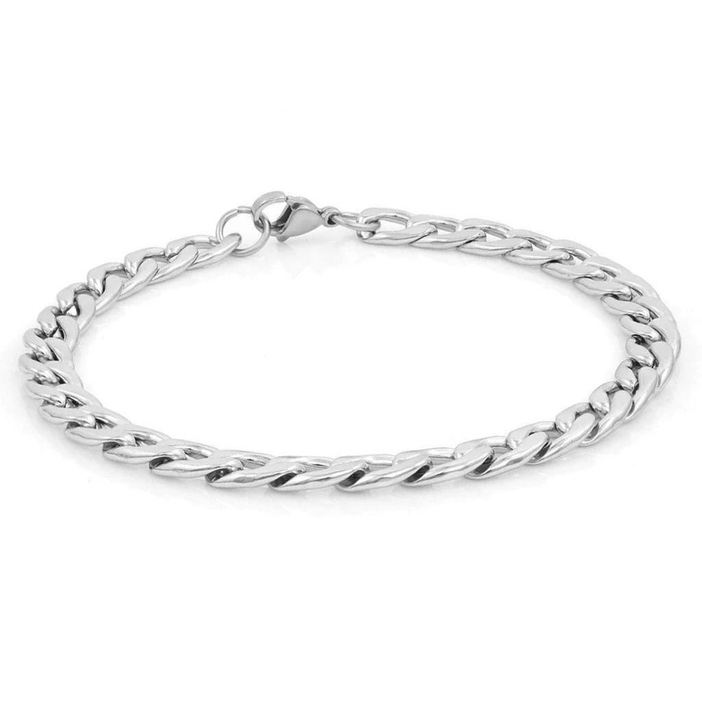 Corrente + Pulseira Aço Inoxidável Prata Linha Premium - Últimas Unidades