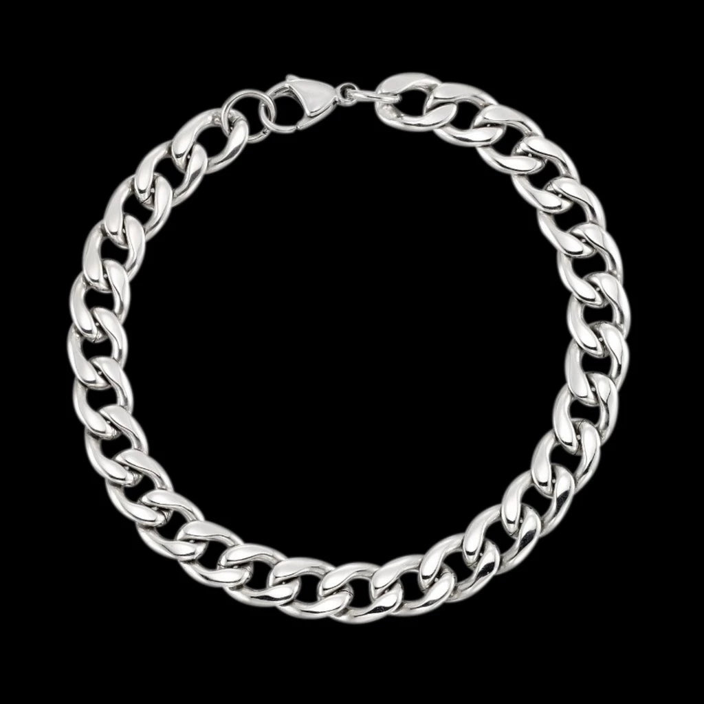 Corrente + Pulseira Aço Inoxidável Prata Linha Premium - Últimas Unidades