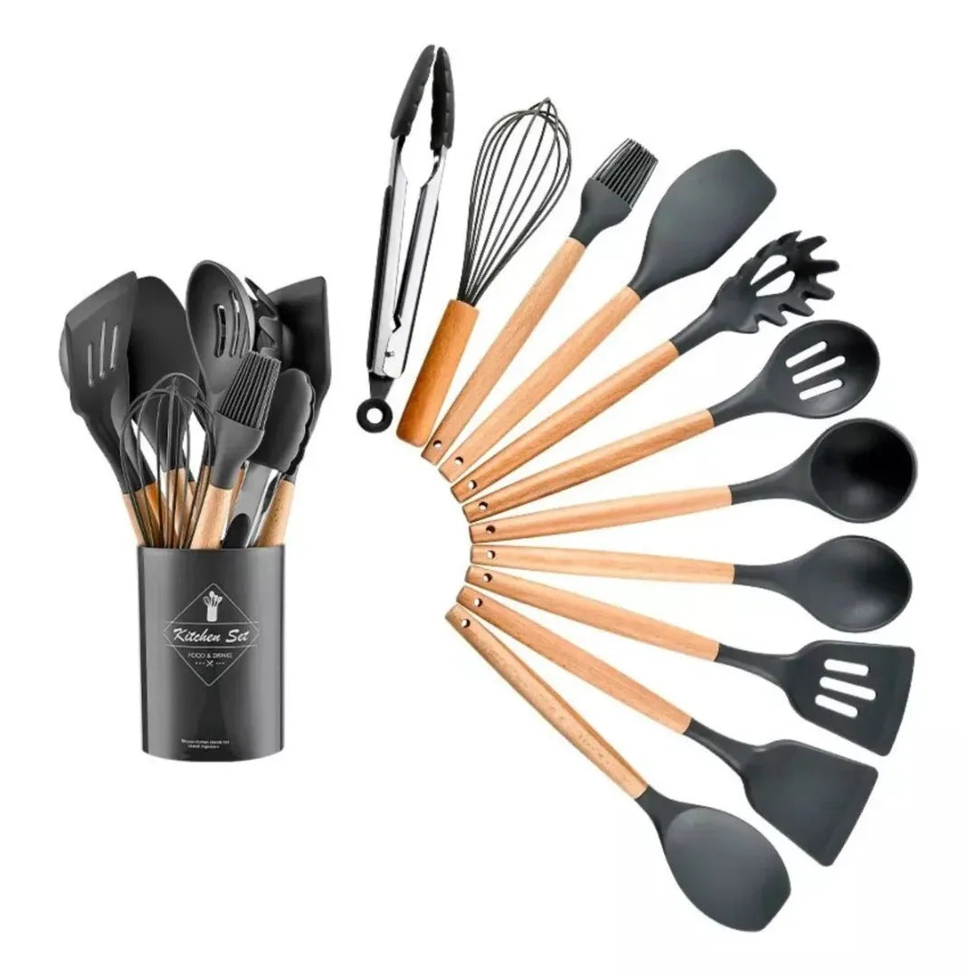 Jogo 12 Utensílios de Silicone para Cozinha - Mega Variedades