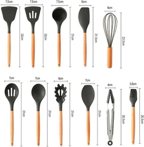 Jogo 12 Utensílios de Silicone para Cozinha - Mega Variedades